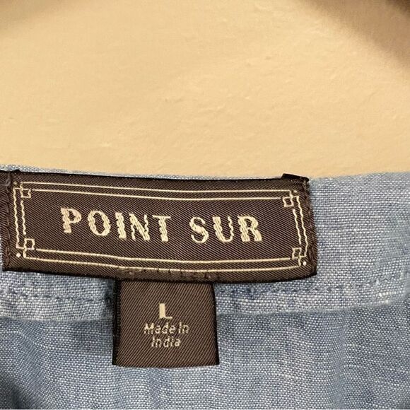 Point Sur linen/cotton blend embroidered top size L - Picture 5 of 9